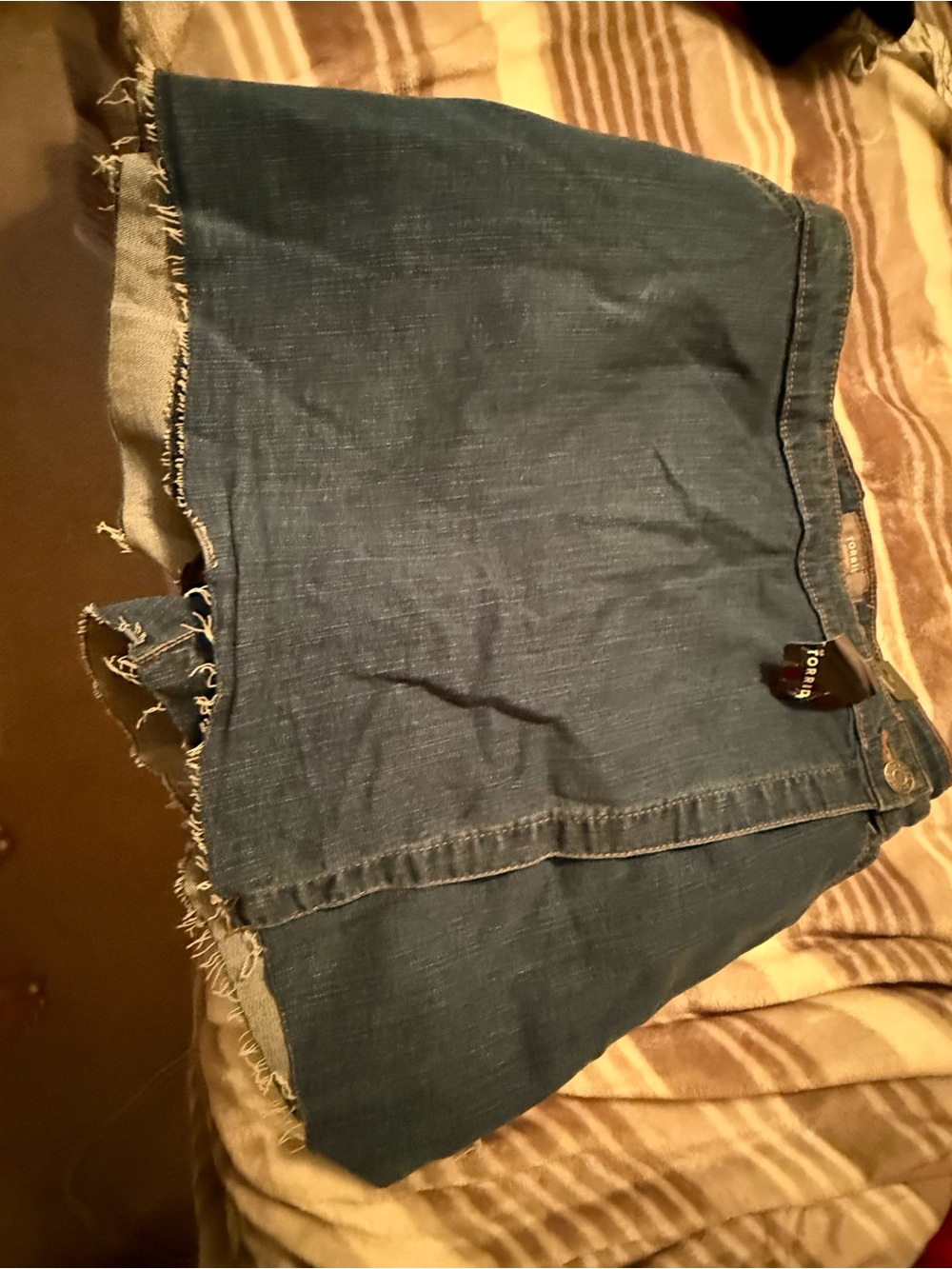Denim Mini Skort with Raw Hem